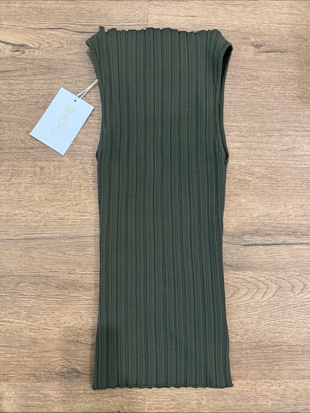 NWT Wayf Olive Ribbed Sleeveless Knit Top